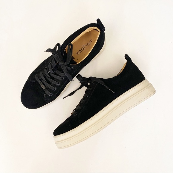 J/Slides || Suede Platform Sneakers Black 10 - Picture 1 of 7